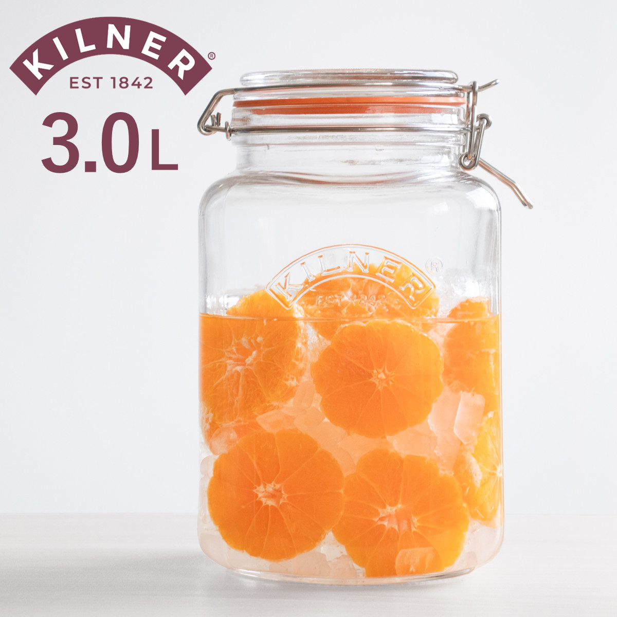 保存瓶 KILNER 3L Clip Top Square Jar （ キルナー ガラス瓶 ガラス保存瓶 ガラス 食洗機対応 保存 瓶 食品 保存容器 パッキン付き ガラス容器 四角 大きい 果実酒 梅酒 おしゃれ ）