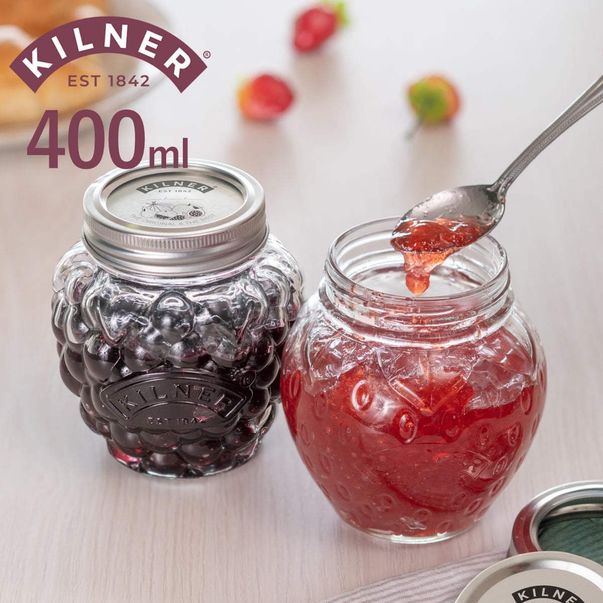 保存瓶 KILNER 400ml Fruit Preserve Jar （ キルナー 保存ビン 食洗機対応 保存 瓶 ガラス ガラス容器 ジャム瓶 食品 ビン 調味料 ジャム お菓子 乾物 小物入れ デザートカップ おしゃれ ） 【ベリー】