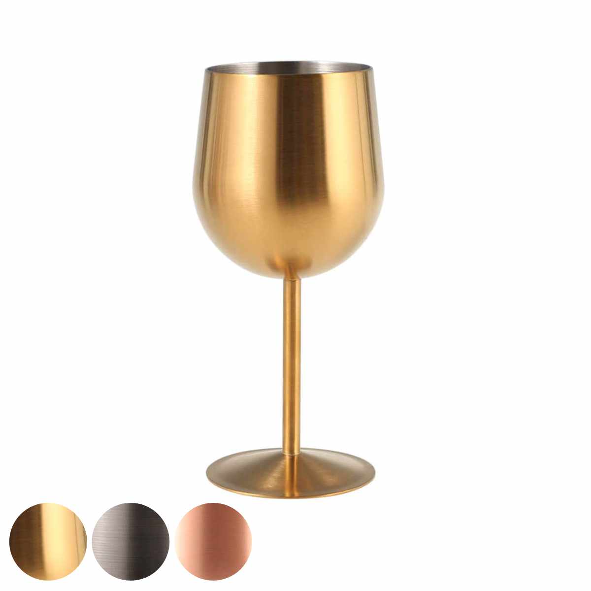 ワイングラス 350ml STAINLESS STEEL WINE GLASS M.COPPER GOLD GUN （ ステンレス グラス コップ おしゃれ ワイン ディナー カップ 赤ワイン 白ワイン カクテル お酒 ボックス入り ギフト ステンレス製 ） 【GOLD】