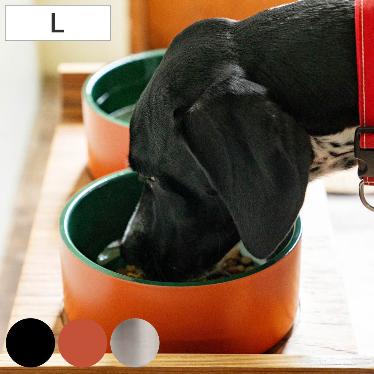 フードボウル L DULTON ダブルウォール ドッグボウル （ ダルトン ステンレス ペットボウル ペット用品 保温 保冷 ペット用食器 えさ エサ 餌入れ ご飯入れ 犬 水入れ ウォーターボウル ズレ防止 滑り止め ） 【ブラック】