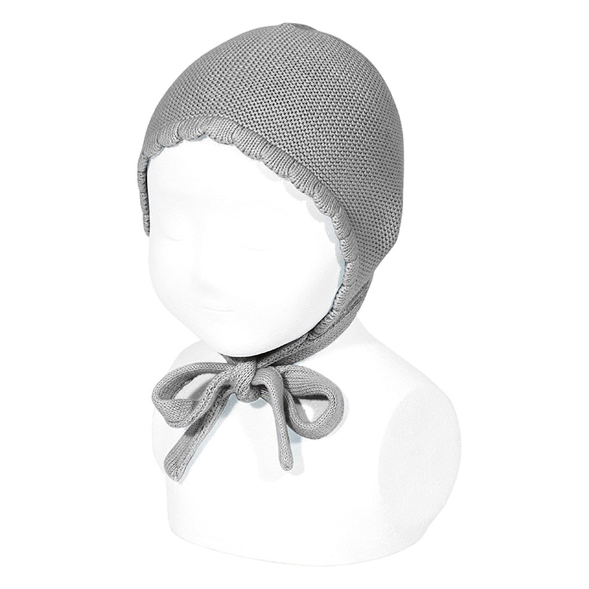 ボンネット condor コンドル 子供 6ヶ月～24ヶ月 クラシック ガーターステッチボネット （ 帽子 ベビーボンネット ボネット ベビー キッズ ベビー服 子供服 紐付き ニット帽 ガーター編み 赤ちゃん コットン100％ おしゃれ 出産祝い ） 【グリスクラーロ 2】