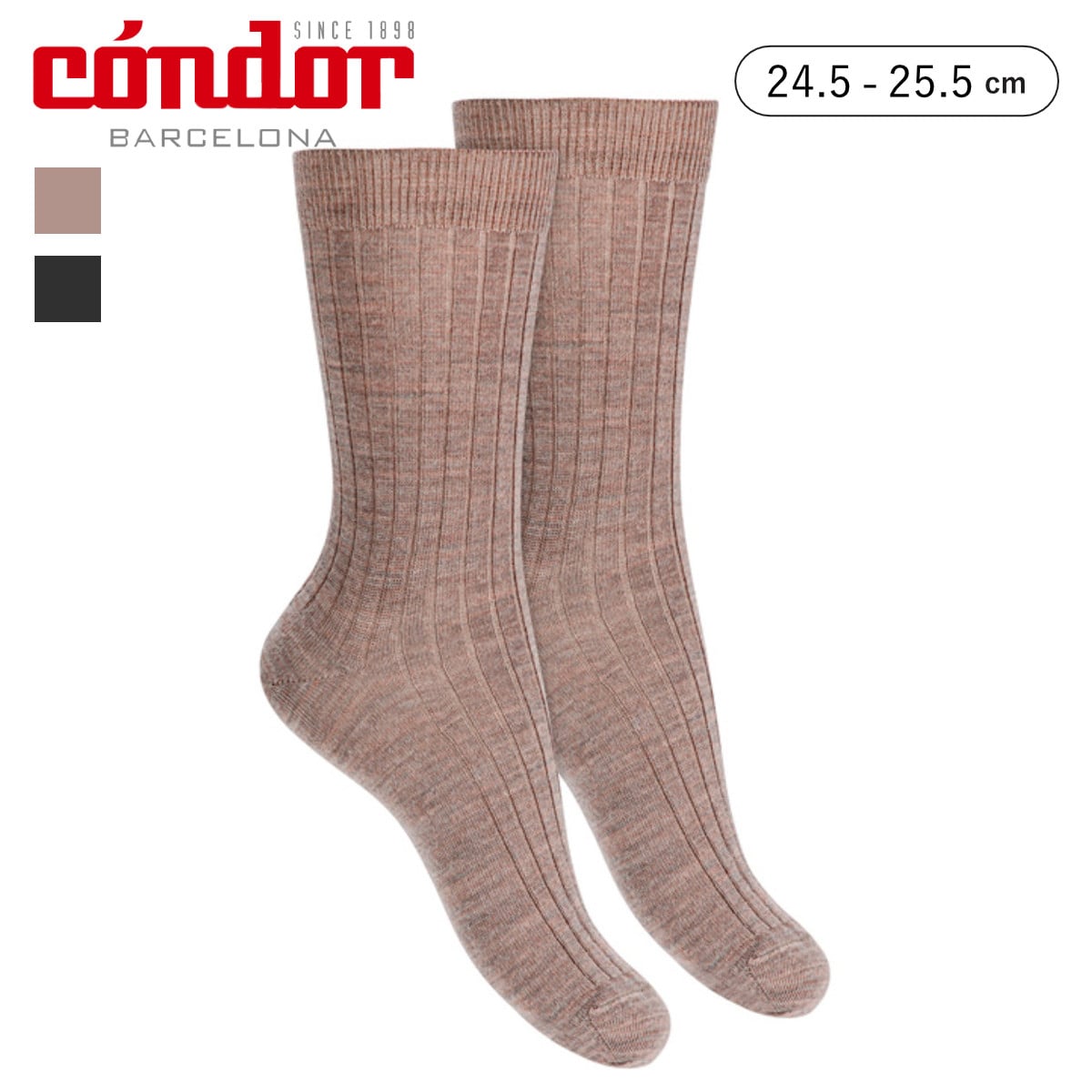 靴下 condor レディース 24.5～25.5cm エクストラファイン メリノ ウール リブソックス （ コンドル ソックス 大人 くつ下 くつした リブショートソックス リブ 丈夫 無地 大人用 女性 おしゃれ ） 【アンスラサイタ】