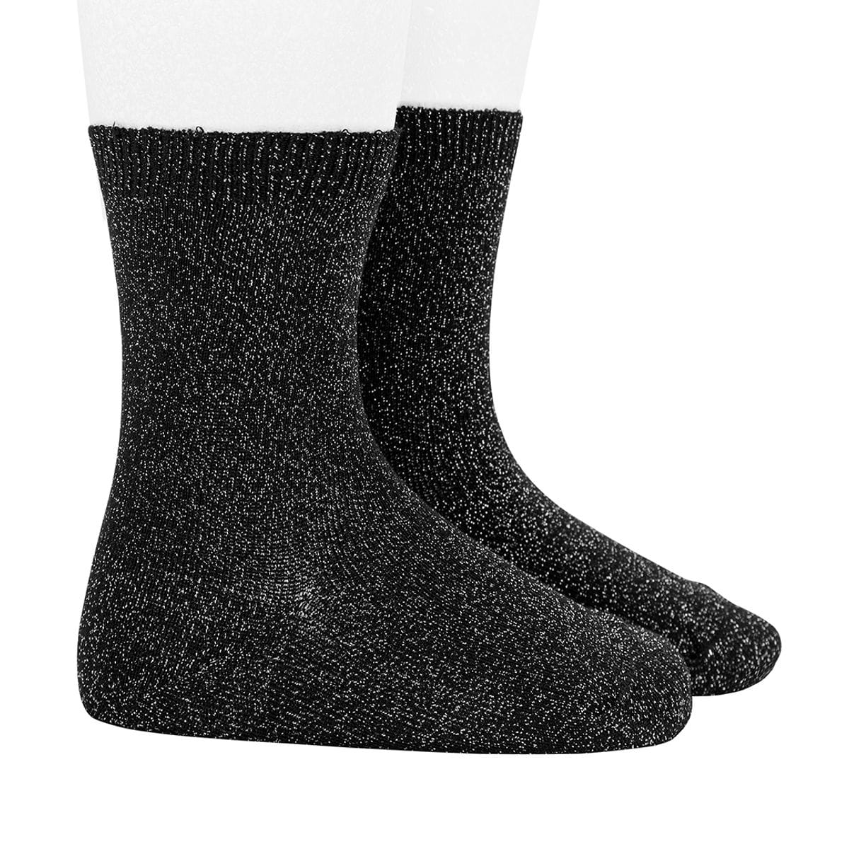 靴下 condor コンドル ブライト ショートソックス 24.5cm～25.5cm （ ソックス 大人 レディース くつ下 くつした 大人用 丈夫 ラメ スペイン製 おしゃれ ギフト 24.5 25 25.5 cm ） 【ネグロ】