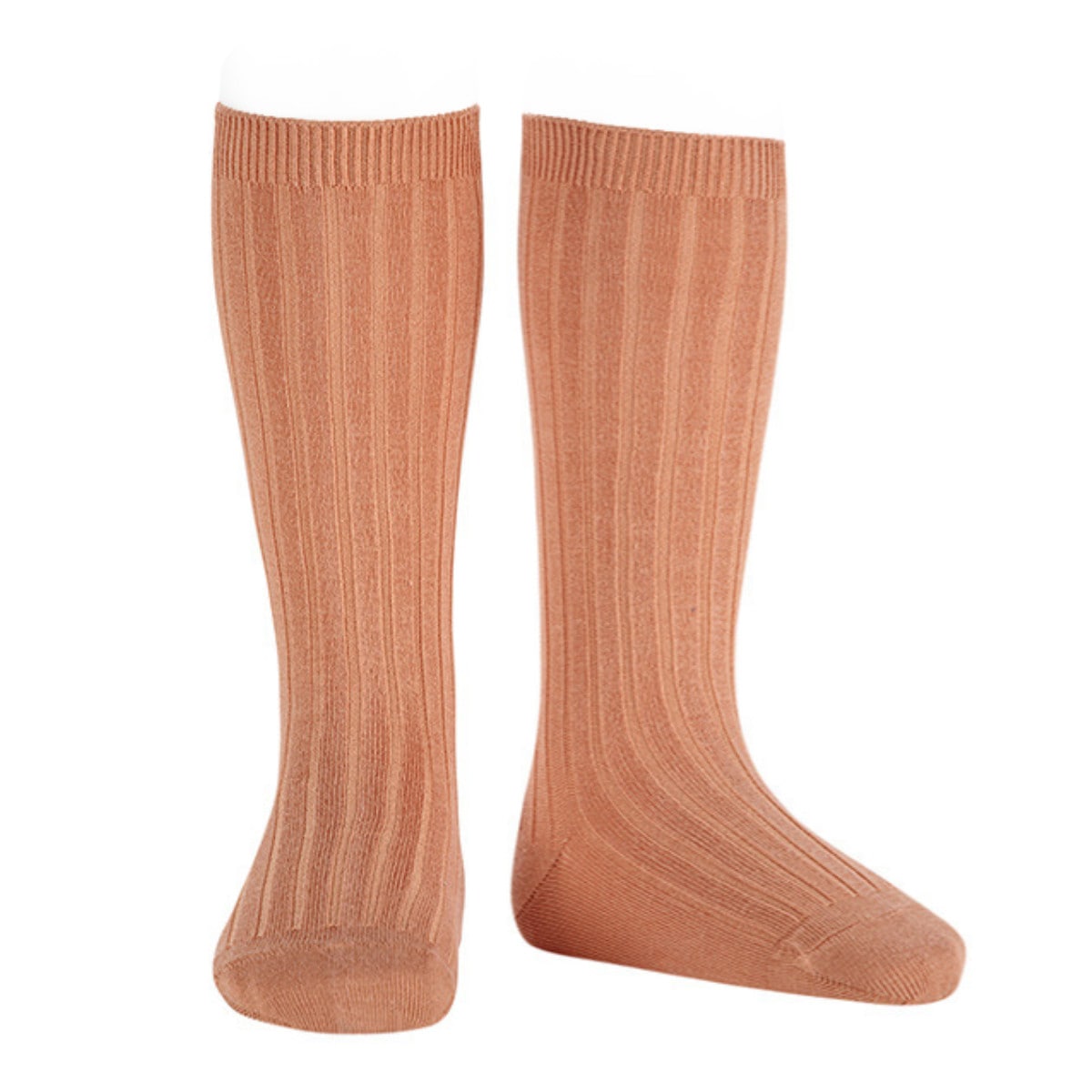 靴下 condor コンドル レディース 24.5～26.5cm ベーシック リブ ニーハイソックス （ ソックス くつ下 くつした コットン 大人 丈夫 ハイソックス スペイン製 手触り 滑らか 無地 女性 おしゃれ 24.5cm 25cm 25.5 cm ） 【ヌガー 12】
