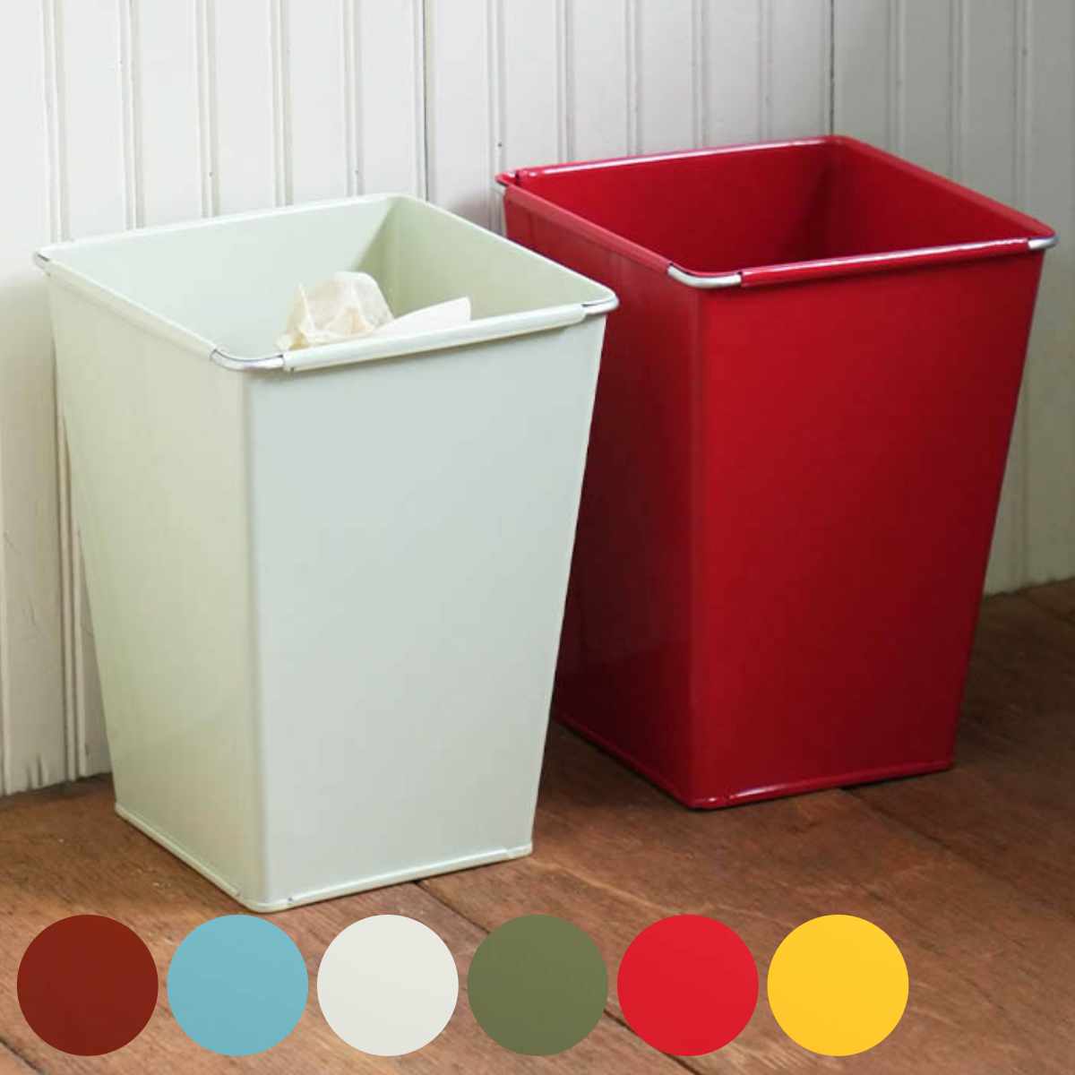 ゴミ箱 5L スチール製 おしゃれ カラフル （ ごみ箱 5リットル 角型 コンパクト リビング カラー ふた無し くず入れ シンプル 無地 小さい ） 【ブリックブラウン】