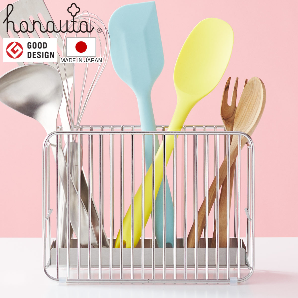 キッチン ツールスタンド L hanauta ハナウタ シルバー （ キッチンツールスタンド カトラリースタンド ステンレス 収納 キッチンツール立て 日本製 ラック 立てる キッチンツールホルダー サビにくい 丈夫 ）