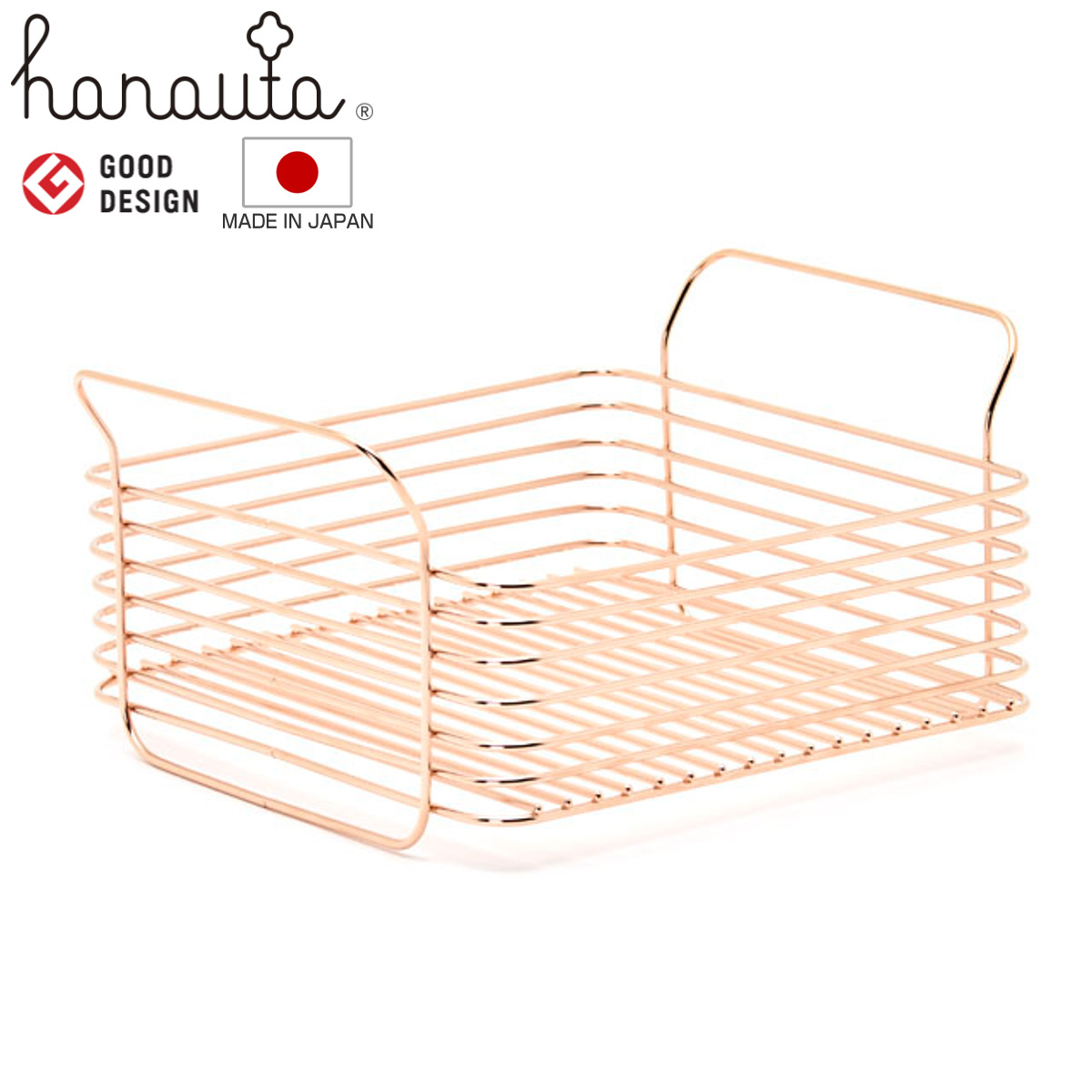キッチンバスケット S hanauta ハナウタ ローズゴールド （ ワイヤーバスケット ワイヤーラック 収納バスケット ステンレス 日本製 かご 浅型 収納かご 小物入れ 収納ボックス 整理ボックス キッチン 収納 ）