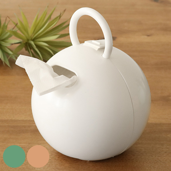 ティッシュペーパー ケース ぽいっとボール like-it ライクイット （ ティッシュケース ボックス トイレットペーパー 取っ手付き 収納 ティッシュ トイレットペーパーケース ロールペーパー ボール型 ペット 散歩 アウトドア BBQ ） 【アプリコットピンク】