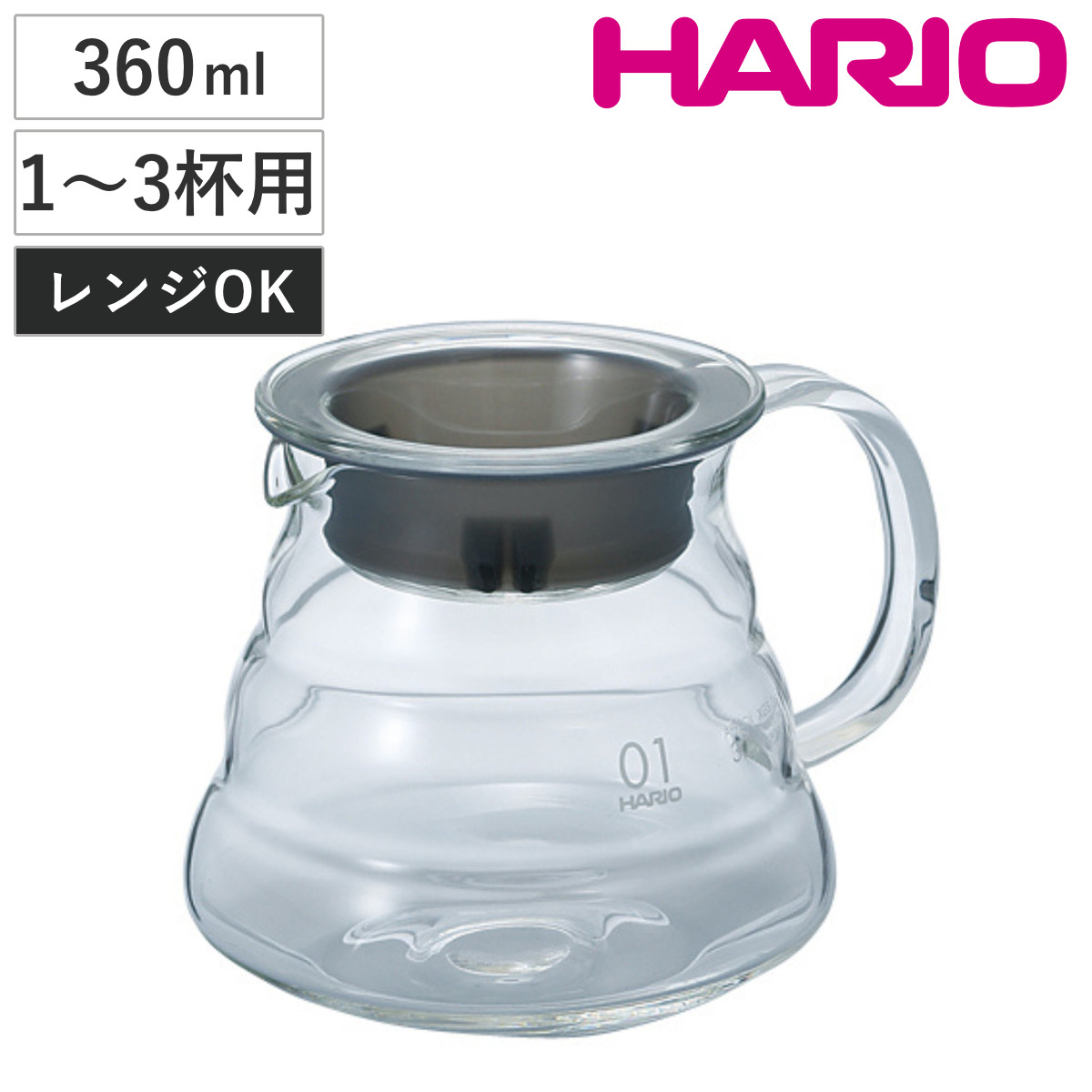 HARIO ハリオ コーヒーサーバー V60 グラスサーバー 360 クリア （ ガラス 耐熱ガラス 日本製 電子レンジ対応 食洗機対応 1?3杯用 470ml コーヒー サーバー おしゃれ シンプル ）