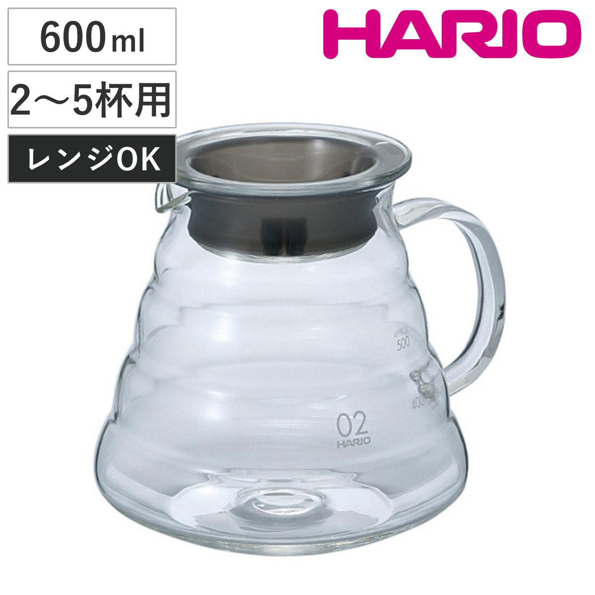 HARIO ハリオ V60 グラスサーバー 600 クリア （ ガラス 耐熱ガラス 日本製 電子レンジ対応 食洗機対応 2?5杯用 700ml コーヒー サーバー おしゃれ シンプル ）