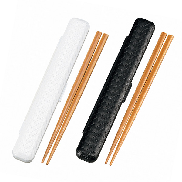 箸＆箸箱セット HAKOYA 18.0あじろ箸箱セット モノトーン 箸約18cm （ 和風 箸ケース 日本製 男性 和柄 はし ハシ 女性 ） 【 マットホワイト 】