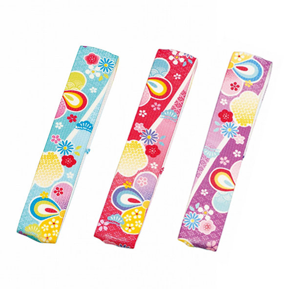 ランチバンド HAKOYA 和風 友禅柄 （ ランチベルト ゴムバンド 弁当箱 日本製 お弁当グッズ 花柄 フラワー 極太 ） 【 青 】