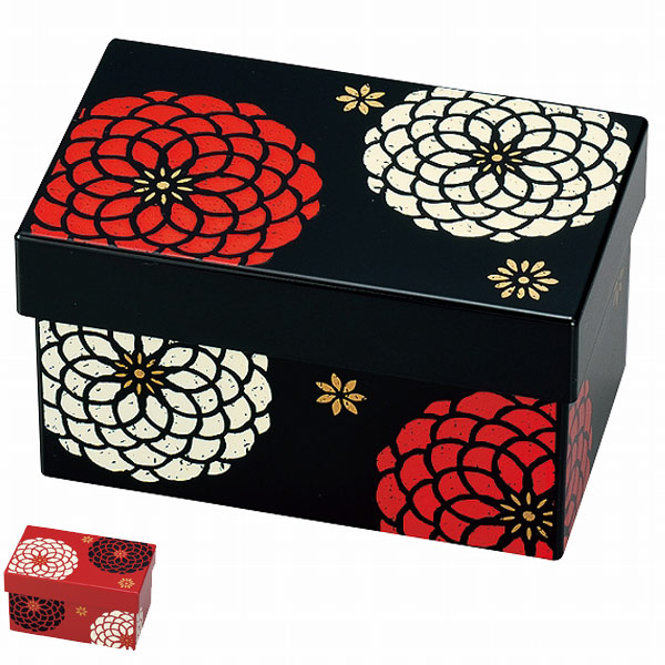 お弁当箱 2段 HAKOYA はこべん 百華 980ml 保冷剤付き （ 和柄 和モダン 菊 1段 ランチボックス 弁当箱 ランチベルト付き 食洗機対応 日本製 二段 一段 ） 【 赤 】
