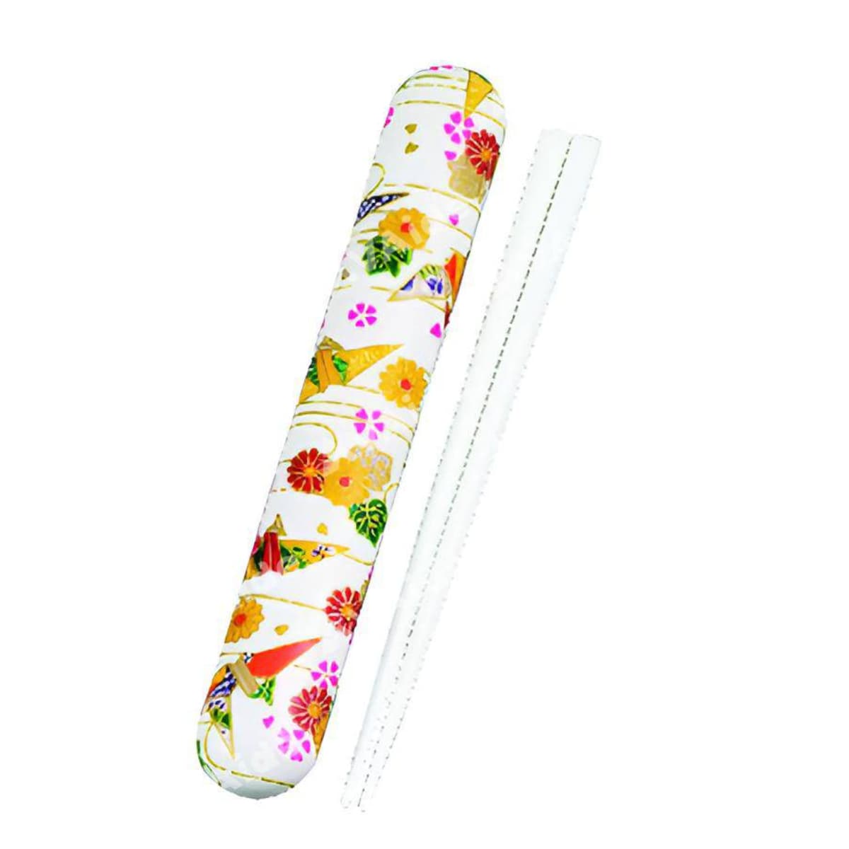 布貼箸箱セット HAKOYA 18cm 折鶴 ピンク 【534740】 （ 箸箱セット お箸 箸箱 カトラリー 和柄 女子 男子 大人 子供 日本製 お弁当用 給食 お弁当 弁当 女性 男性 携帯箸 お弁当用箸 おしゃれ かわいい 和模様 ） 【ホワイト】
