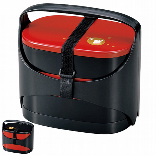 お弁当箱 ファミリー手提弁当 お重 HAKOYA 2310ml 3段 大容量 （ ランチボックス 行楽 和風 日本製 うさぎ 弁当箱 ファミリーランチボックス ピクニックランチボックス 運動会 重箱 三段 ） 【 黒 】