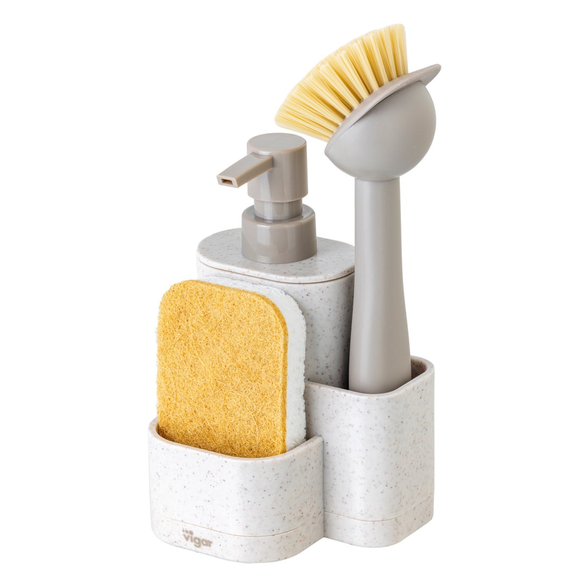 スポンジラック Vigar レンゴ シンクキャディセット3 （ ヴィガール スポンジホルダー スポンジ置き ディスペンサー付き ディスペンサー スポンジ ホルダー ソープボトル ソープディスペンサー 洗剤 置き おしゃれ ） 【terrazzo】
