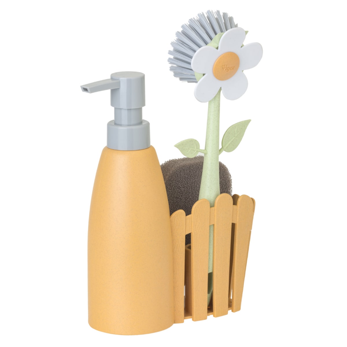 スポンジラック Vigar フローガニック 3ピース シンクキャディ ウィズ ディスペンサーセット （ ヴィガール スポンジホルダー ボトルホルダー ボトルラック お花 スポンジ置き スポンジ入れ 洗剤入れ ）