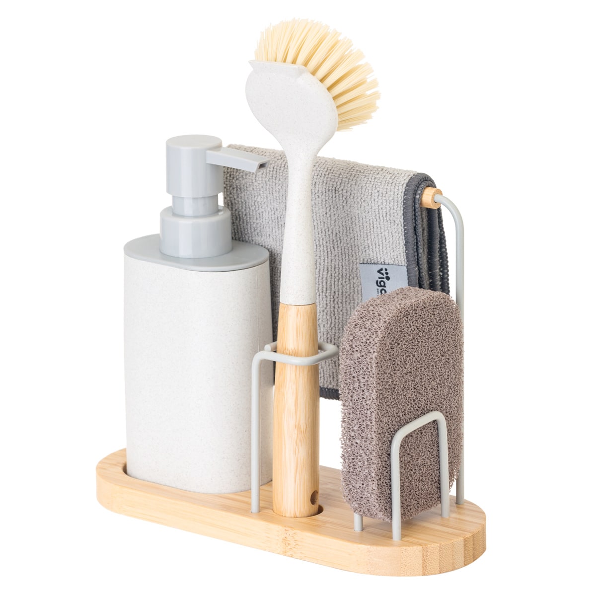 スポンジラック Vigar ゼロライン 4ピース シンク キャディセット （ ヴィガール スポンジホルダー スポンジ置き キッチンブラシ ディスペンサー スポンジ 布巾 スポンジ入れ ボトルホルダー ボトルラック 洗剤 ラック ）