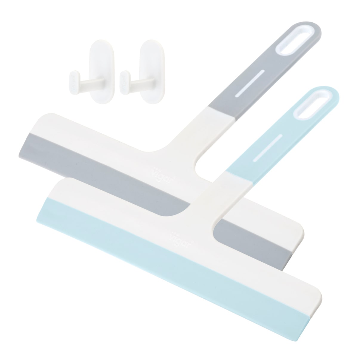 水切りワイパー Vigar エッセンシャル スクイージーパック 2U＆2フックス （ ヴィガール ワイパー 水切り スクイージー 浴室 結露取り 風呂掃除 水滴取り 鏡 壁 ハンドワイパー 浴室壁 窓掃除 掃除 ）