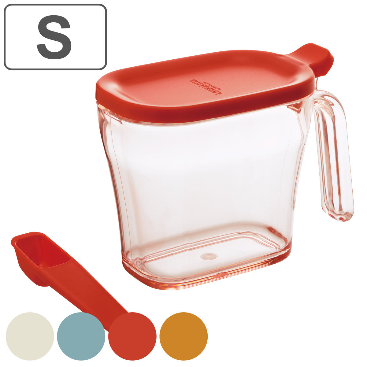 調味料入れ S リベラリスタ クックポット スリム スプーン付き （ 調味料容器 調味料ケース 使いやすい おしゃれ 塩 砂糖 シール付き パッキン付き 調味料ポット 調味料 スパイス 容器 ストッカー キャニスター 保存 スリムタイプ ） 【レッド】