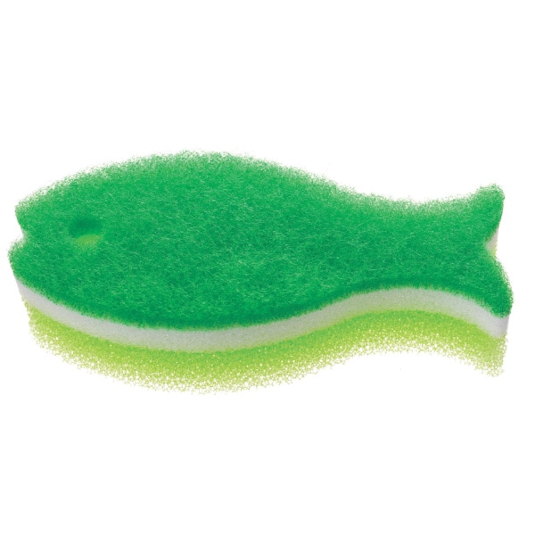マーナ キッチンスポンジ おさかなスポンジ （ MARNA 食器用スポンジ 台所用スポンジ 食器用 クリーナー キッチン スポンジ たわし 掃除 お魚スポンジ ）【 ディープグリーン 】
