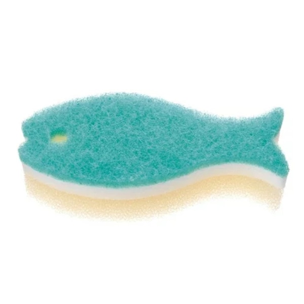 マーナ キッチンスポンジ おさかなスポンジ （ MARNA 食器用スポンジ 台所用スポンジ 食器用 クリーナー キッチン スポンジ たわし 掃除 お魚スポンジ ）【 ライトグリーン 】