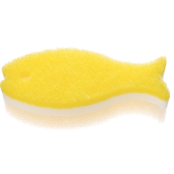 マーナ キッチンスポンジ おさかなスポンジ （ MARNA 食器用スポンジ 台所用スポンジ 食器用 クリーナー キッチン スポンジ たわし 掃除 お魚スポンジ ）【 ライトイエロー 】