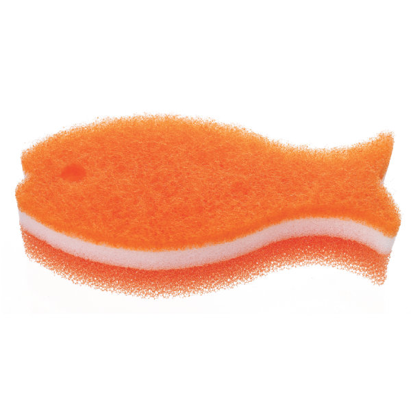マーナ キッチンスポンジ おさかなスポンジ （ MARNA 食器用スポンジ 台所用スポンジ 食器用 クリーナー キッチン スポンジ たわし 掃除 お魚スポンジ ）【 オレンジ 】
