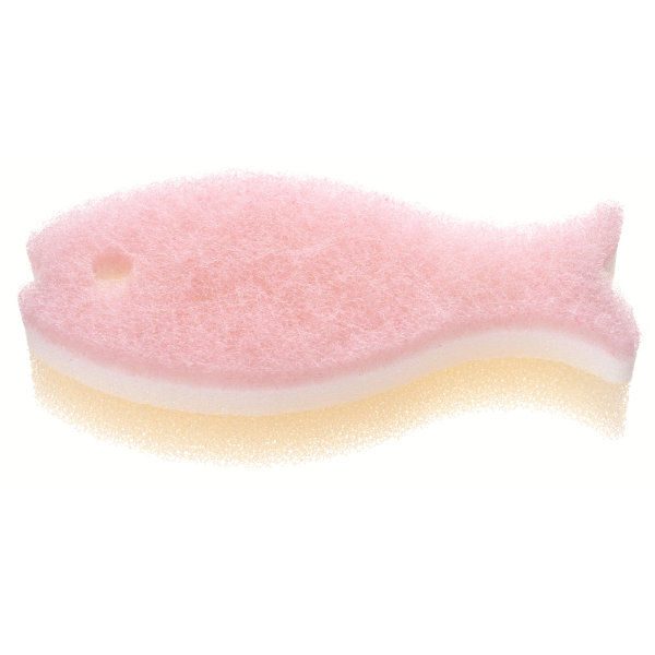 マーナ キッチンスポンジ おさかなスポンジ （ MARNA 食器用スポンジ 台所用スポンジ 食器用 クリーナー キッチン スポンジ たわし 掃除 お魚スポンジ ）【 ピンク 】