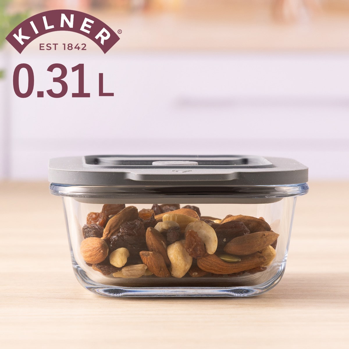 保存容器 KILNER 310ml New Fresh Storage Square （ キルナー 密閉 密閉容器 ガラス ガラス保存容器 電子レンジ対応 食洗機対応 オーブン対応 密閉保存容器 密閉保存 角型 食品保存容器 食品保存 ）