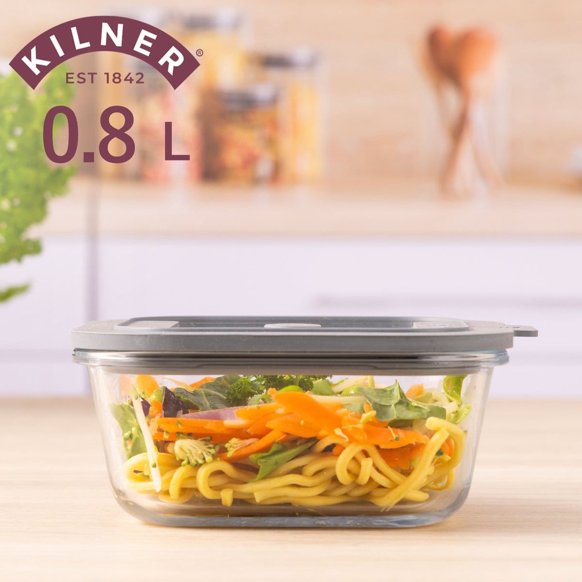 保存容器 KILNER 800ml New Fresh Storage Square （ キルナー 密閉 密閉容器 ガラス ガラス保存容器 電子レンジ対応 食洗機対応 オーブン対応 密閉保存容器 密閉保存 角型 食品保存容器 食品保存 ）