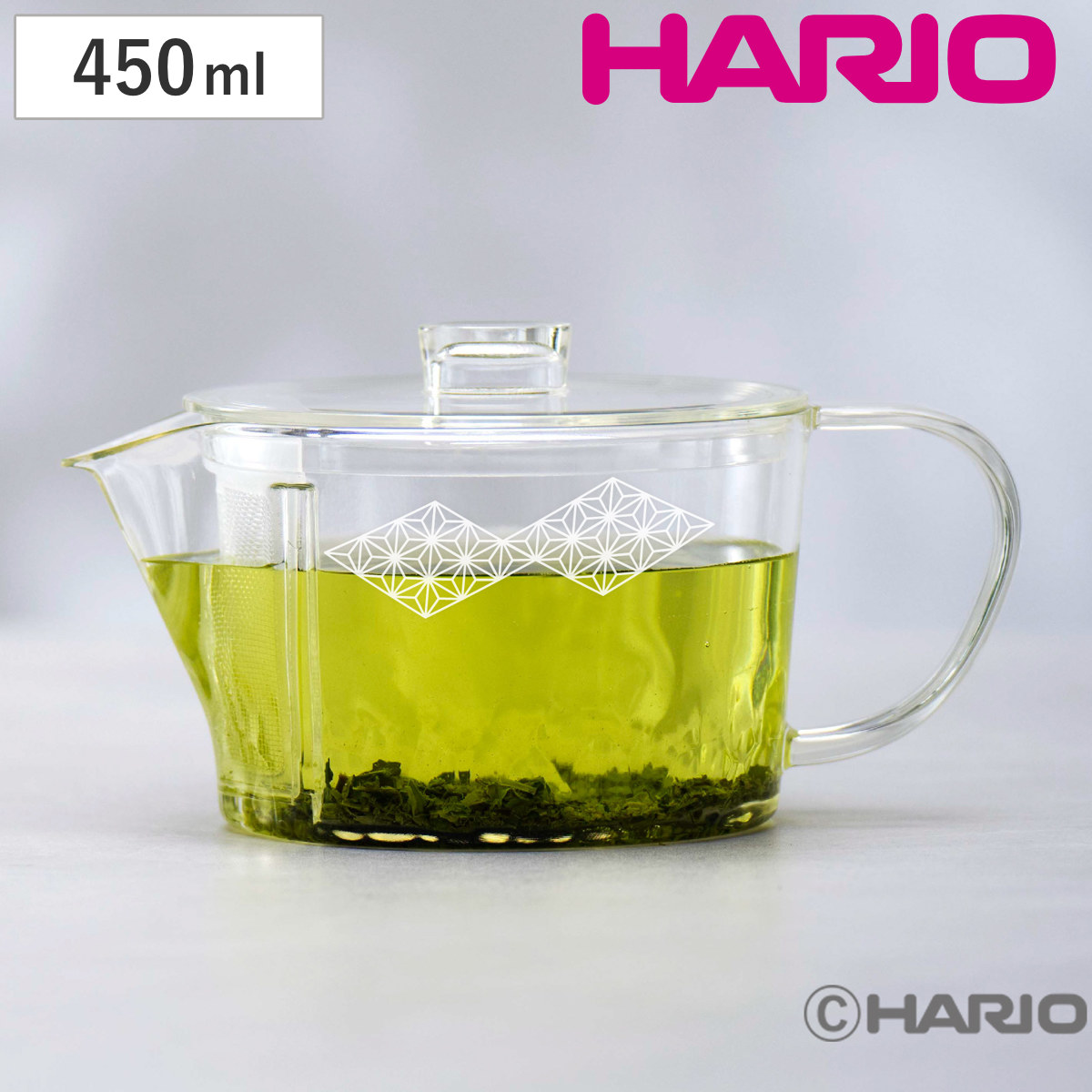 HARIO フィルターイン急須 麻の葉 （ ハリオ ティーポット 急須 450ml 3?4人用 BPAフリー トライタン 食洗機対応 シンプル おしゃれ モダン 和モダン 茶こし付き 軽量 軽い ）