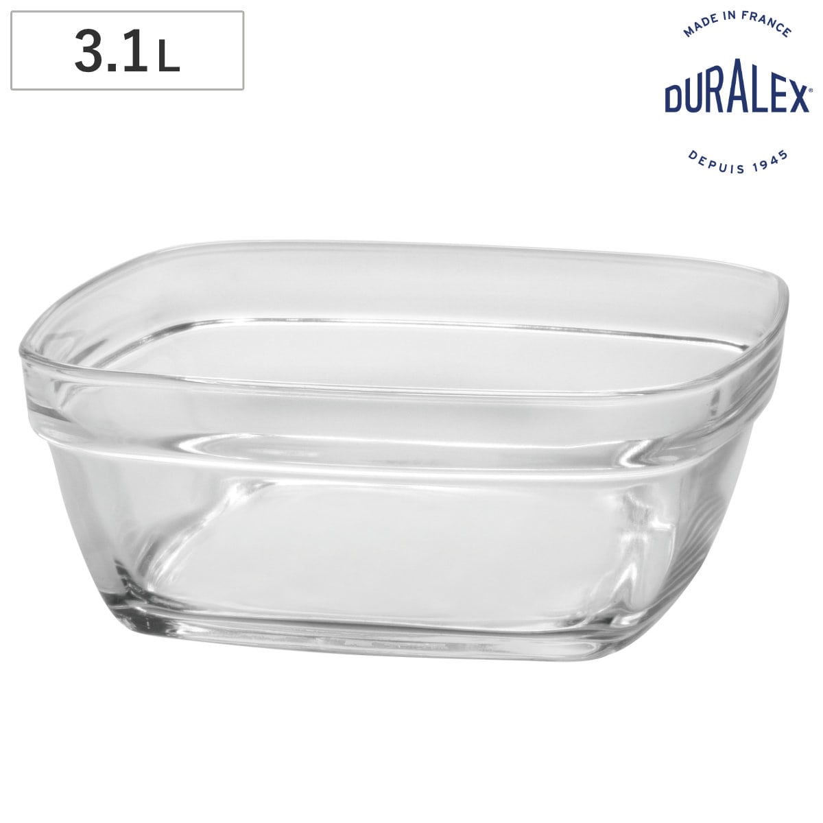 DURALEX デュラレックス カレボウル 3100cc （ 食洗機対応 電子レンジ対応 ガラスボウル メイン料理 つくりおき ガラス食器 全面物理強化ガラス サラダ メイン 大きめ 耐熱性 においつきにくい 割れにくい おしゃれ 3.1L ）