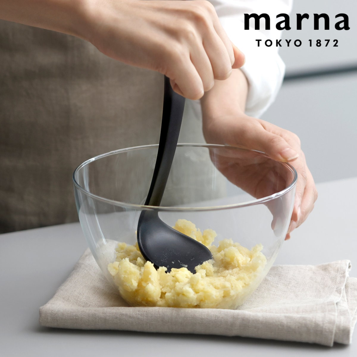 marna マーナ つぶしやすいスプーンマッシャー K829DGY （ マッシャー スプーン つぶしやすい 食洗機対応 スプーンマッシャー 下ごしらえ キッチンツール ゆで卵 離乳食 ポテト ポテトつぶし器 ポテトマッシャー 握りやすい ）