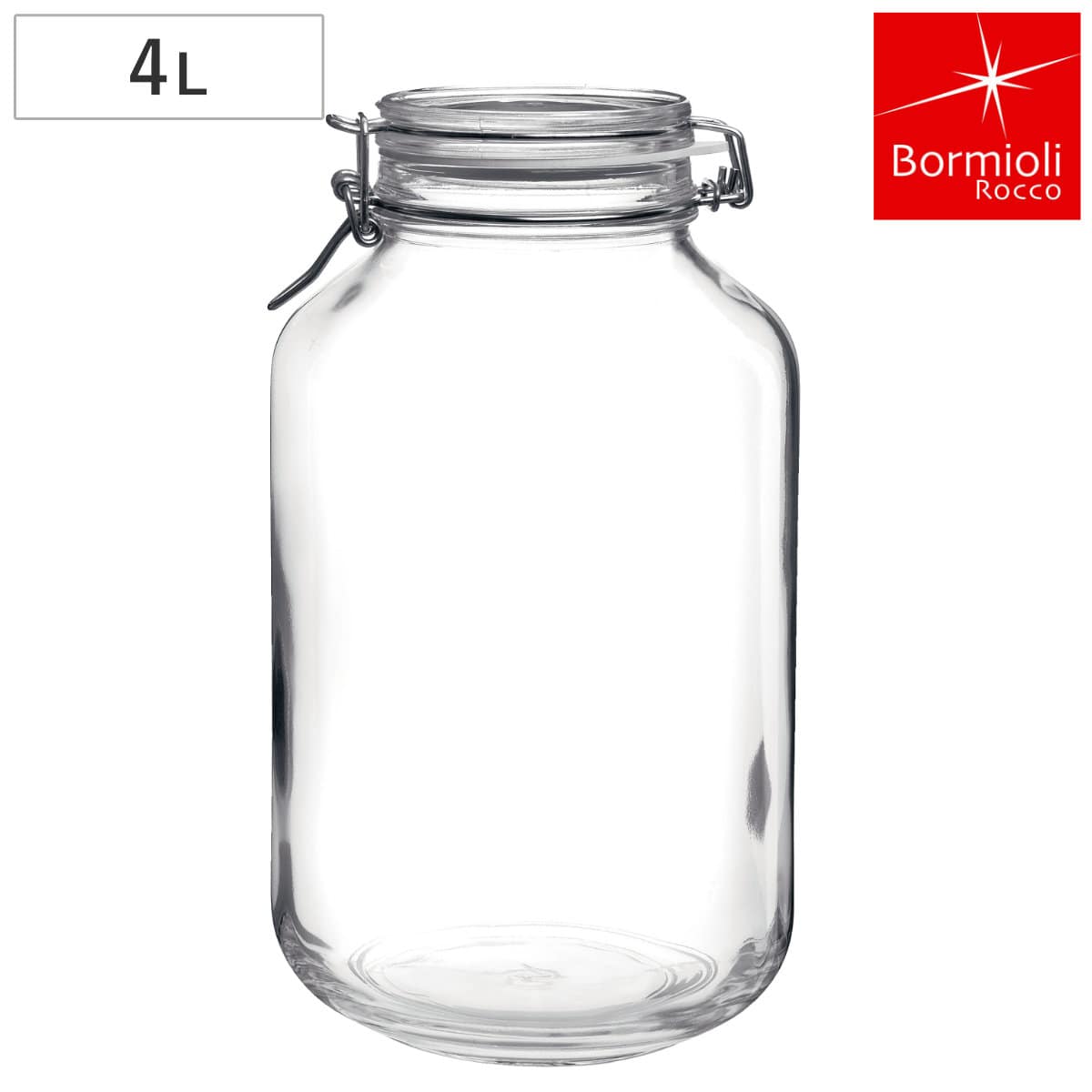 Bormioli Rocco ボルミオリ・ロッコ 保存瓶 フィド CL 4000cc （ ガラス 保存容器 ガラス瓶 梅酒瓶 4L 梅酒ビン 梅ジュース 果実酒 パスタ シリアル 乾物 パッキン付き ピクルス おしゃれ ）