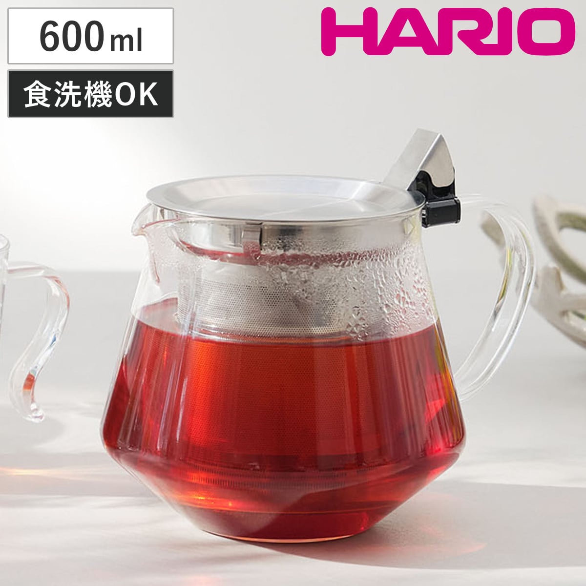 HARIO ハリオ クリアブリューポット （ 600ml 食洗機対応 電子レンジ対応 耐熱ガラス ティーポット ポット 急須 ハーブティー お茶 緑茶 紅茶 おしゃれ シンプル ）