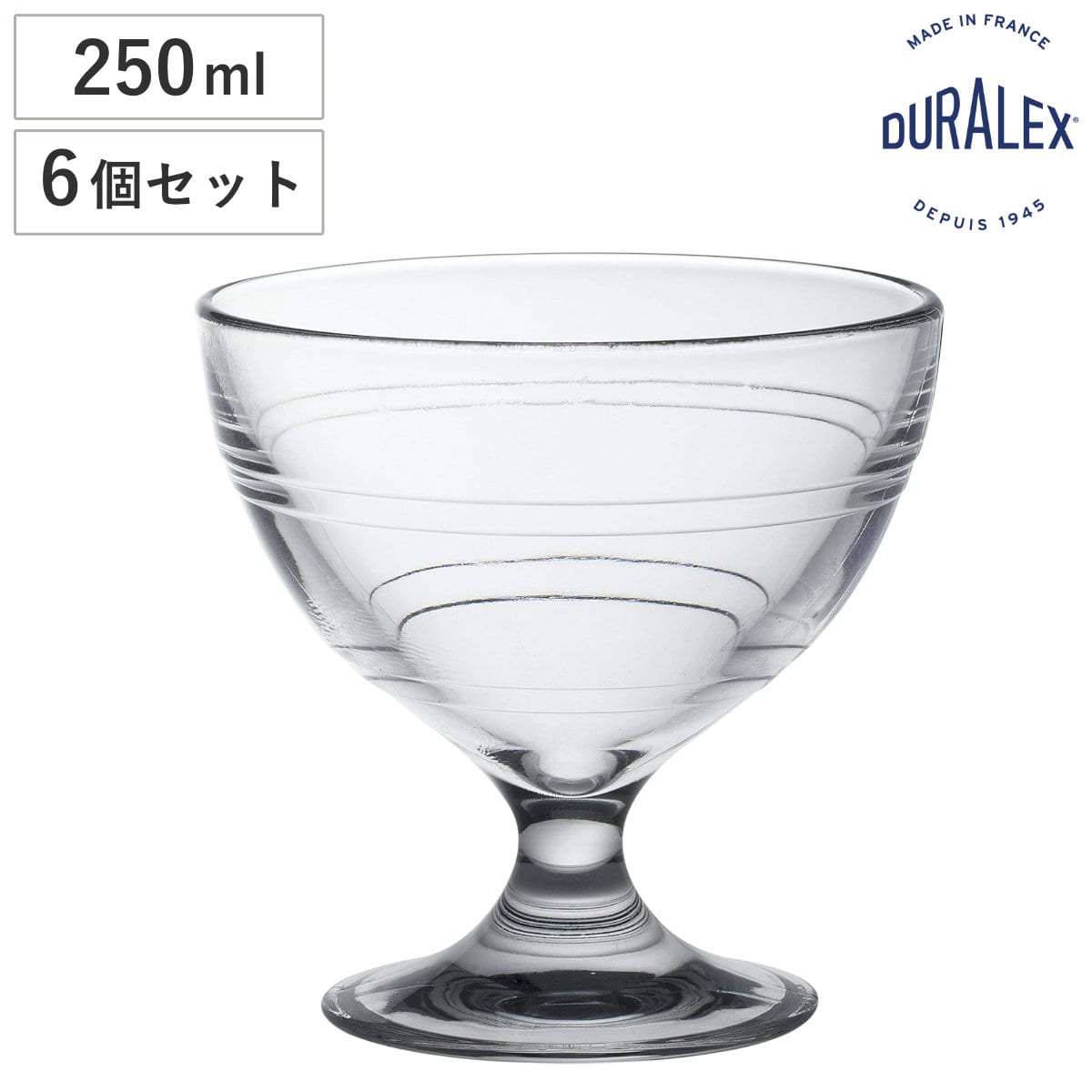 DURALEX デュラレックス グラス ジゴン デザートカップ （ GIGOGNE 6個セット 食洗機対応 電子レンジ対応 強化ガラス カップ コップ ガラス デミタスカップ コーヒー アイス ホット デザート スタッキング 耐熱 熱湯 おしゃれ ）