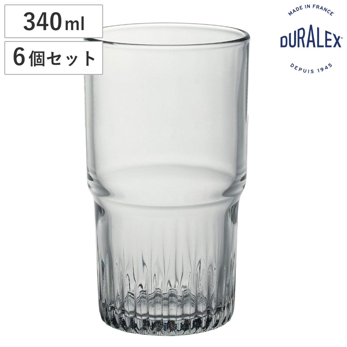DURALEX デュラレックス グラス エンピラブル 340cc （ Empilable 340ml 6個セット 食洗機対応 電子レンジ対応 ガラス グラス コップ タンブラー 食器 丈夫 シンプル クリア 透明 洋食器 おしゃれ ）