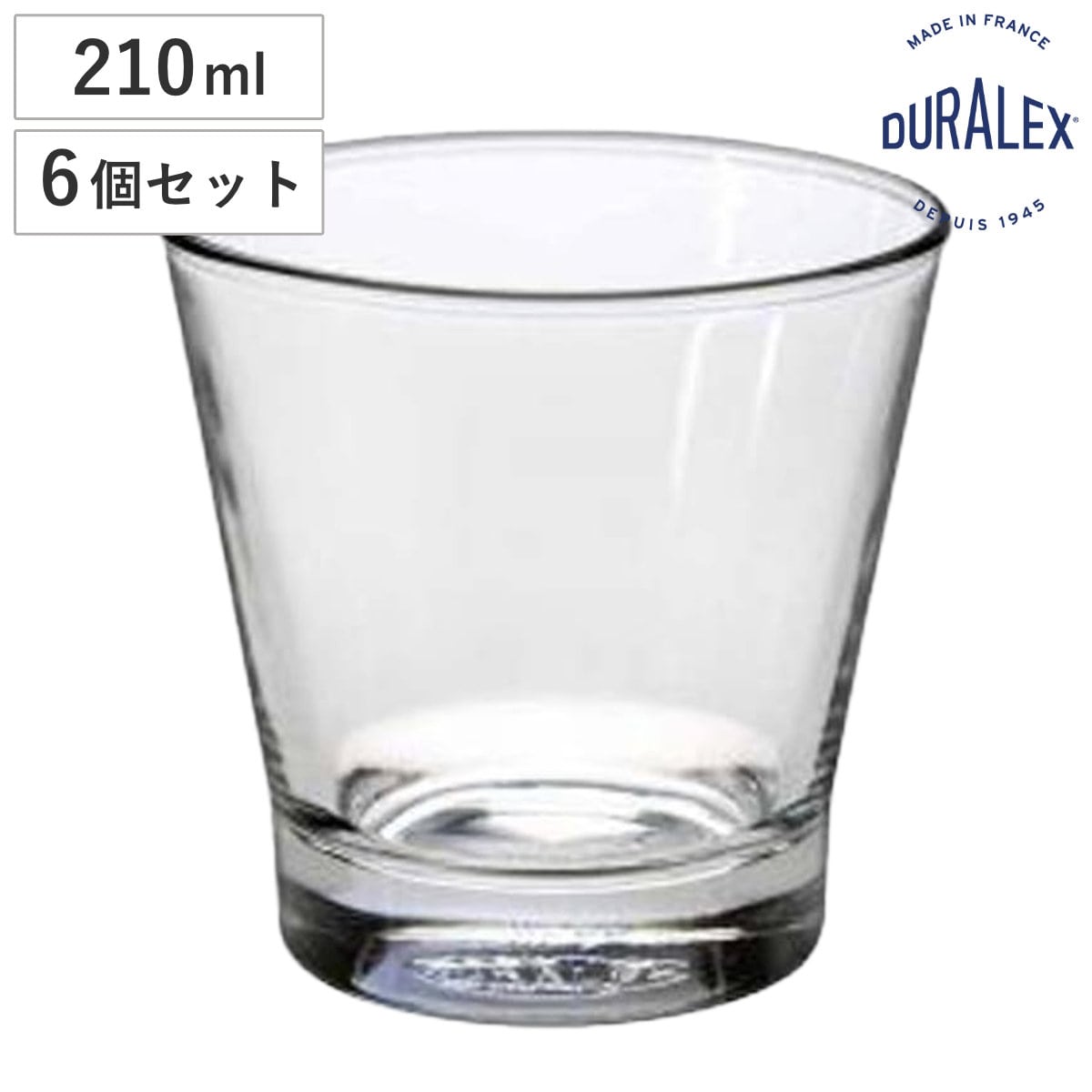 DURALEX デュラレックス グラス ピュア 210cc （ Pure 210ml 6個セット 食洗機対応 電子レンジ対応 全面物理強化ガラス コップ タンブラー 食器 丈夫 シンプル クリア 透明 洋食器 おしゃれ ）