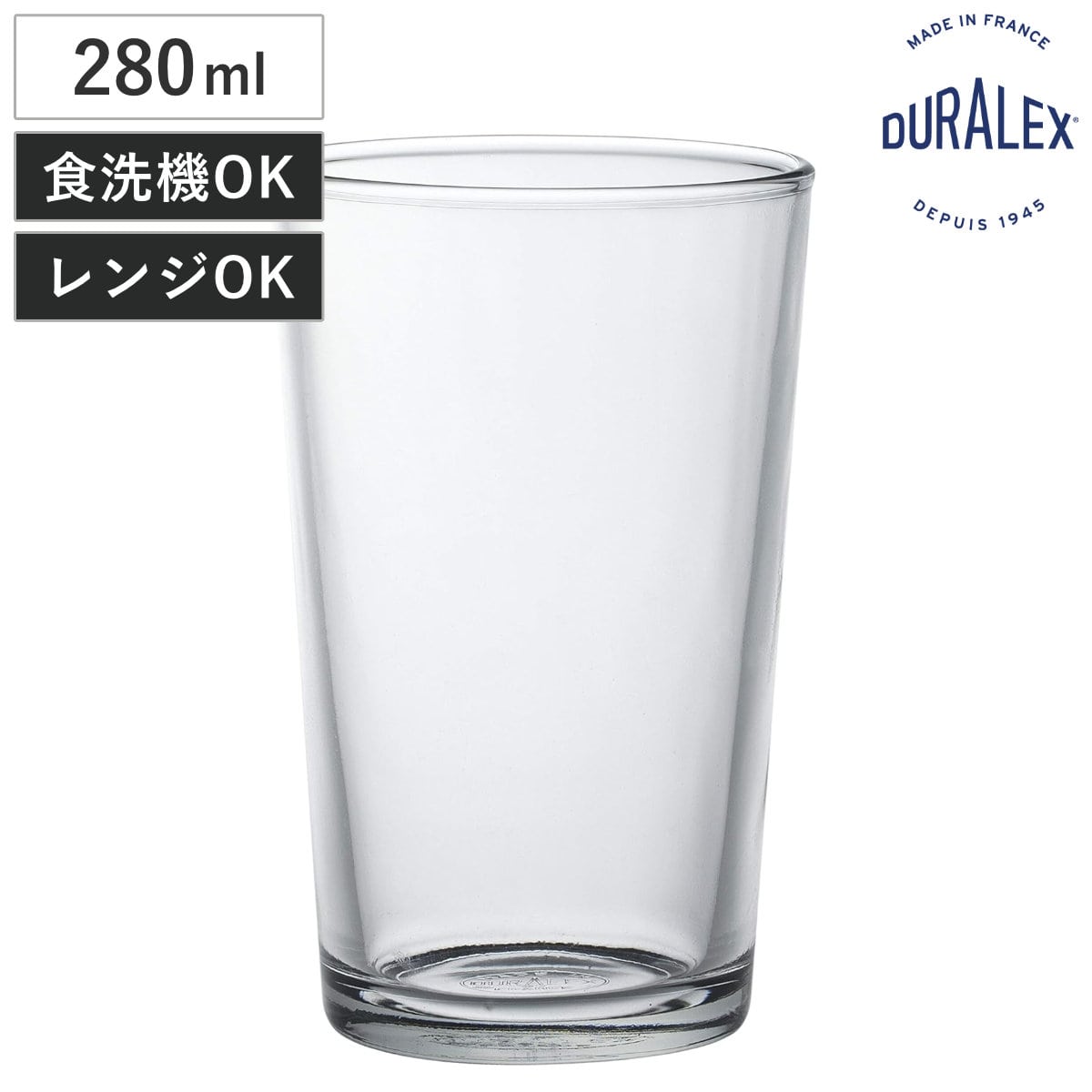 DURALEX デュラレックス グラス ショップユニ 280cc （ Shop Unie 280ml 食洗機対応 電子レンジ対応 ガラス コップ タンブラー 食器 フランス製 丈夫 シンプル クリア 透明 洋食器 おしゃれ ）