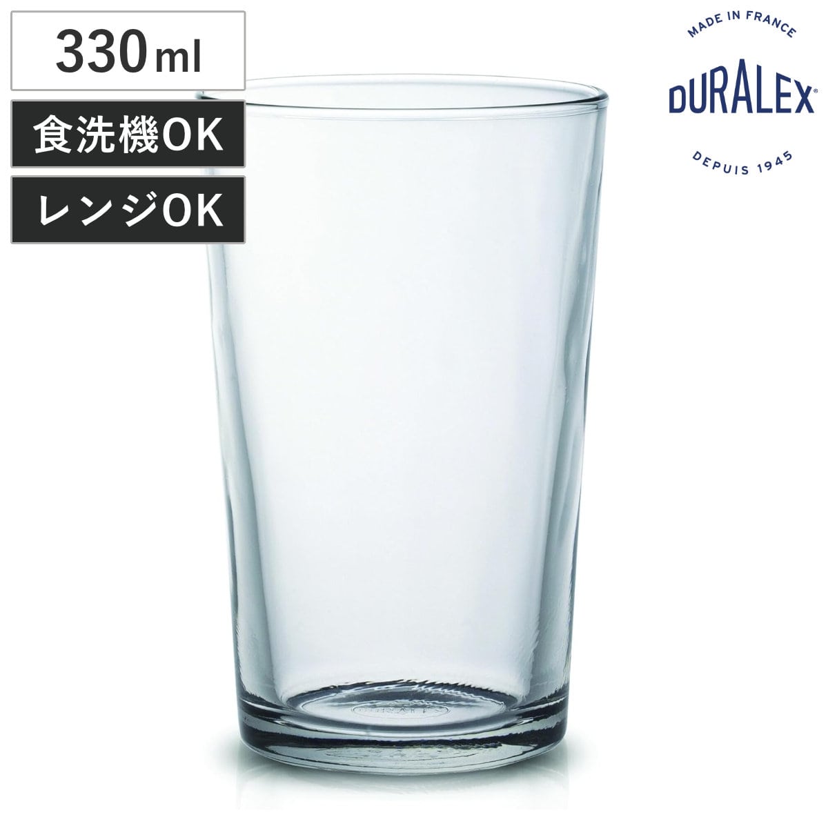 DURALEX デュラレックス グラス ショップユニ 330cc （ Shop Unie 330ml 食洗機対応 電子レンジ対応 ガラス コップ タンブラー 食器 フランス製 丈夫 シンプル クリア 透明 洋食器 おしゃれ ）