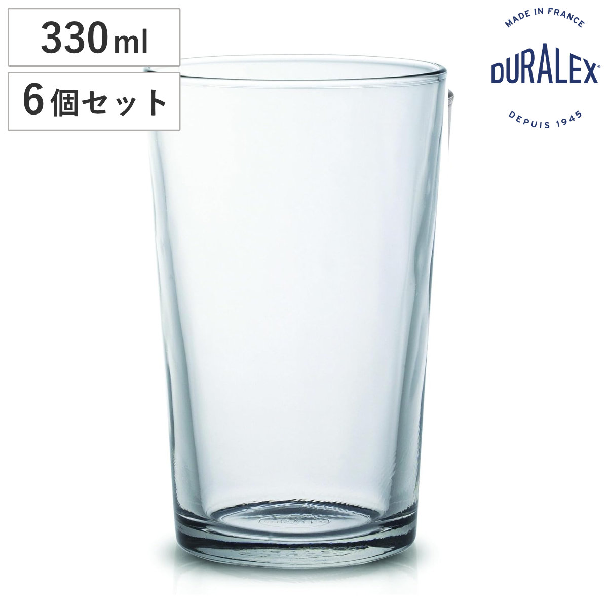 DURALEX デュラレックス グラス ショップユニ 330cc （ Shop Unie 330ml 6個セット 食洗機対応 電子レンジ対応 ガラス コップ タンブラー 食器 フランス製 丈夫 シンプル クリア 透明 洋食器 おしゃれ ）