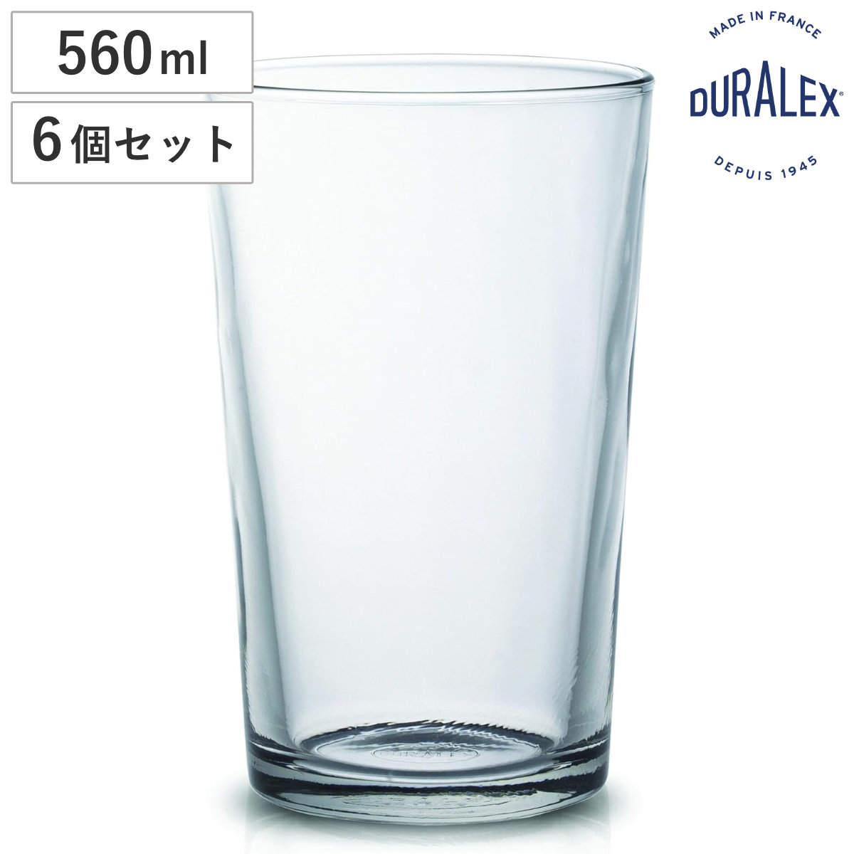DURALEX デュラレックス グラス ショップユニ 560cc （ Shop Unie 560ml 6個セット 食洗機対応 電子レンジ対応 ガラス コップ タンブラー 食器 フランス製 丈夫 シンプル クリア 透明 洋食器 おしゃれ ）