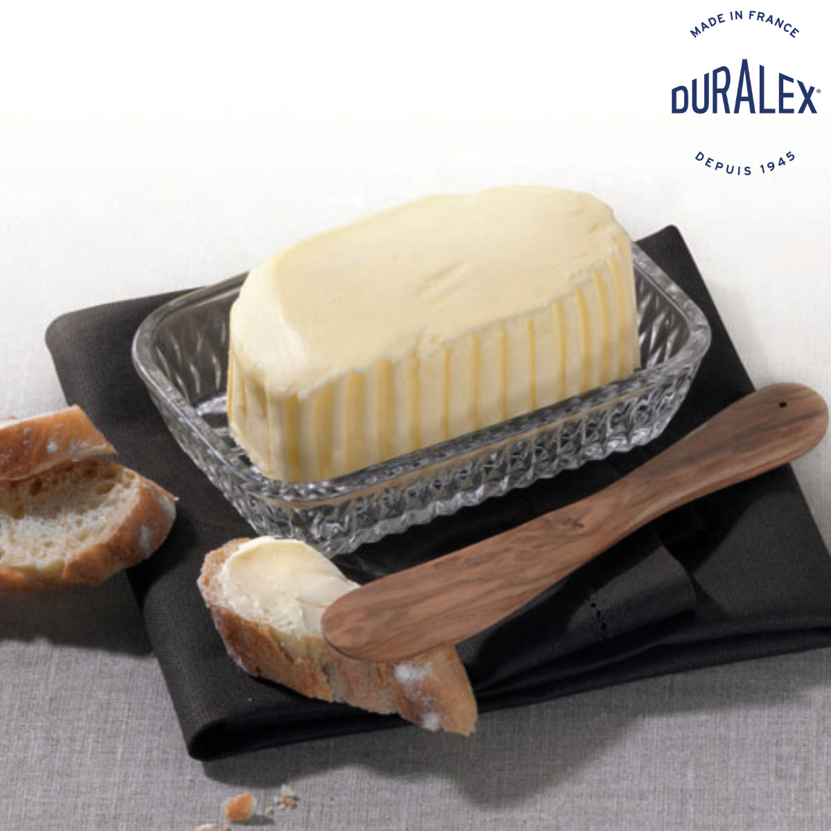 DURALEX デュラレックス バターケース ジャンボー （ 14.3cm 食洗機対応 電子レンジ対応 ガラス バター容器 バター保存 バター入れ 保存容器 保存ケース バター 保存 ケース バターホルダー 200g 250g おしゃれ ）