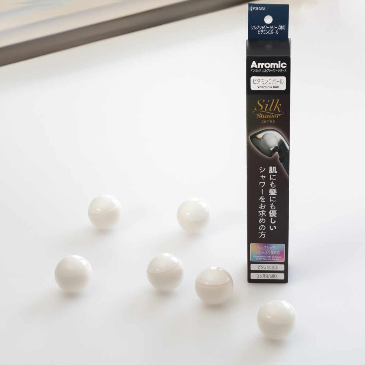 ビタミンCボール シルクシャワーシリーズ専用 6個入 ( ビタミンC ボール シルクシャワー 専用 6個入り 塩素除去 節水シャワーヘッド用 6個 水道水 塩素 除去 髪の毛 肌 )