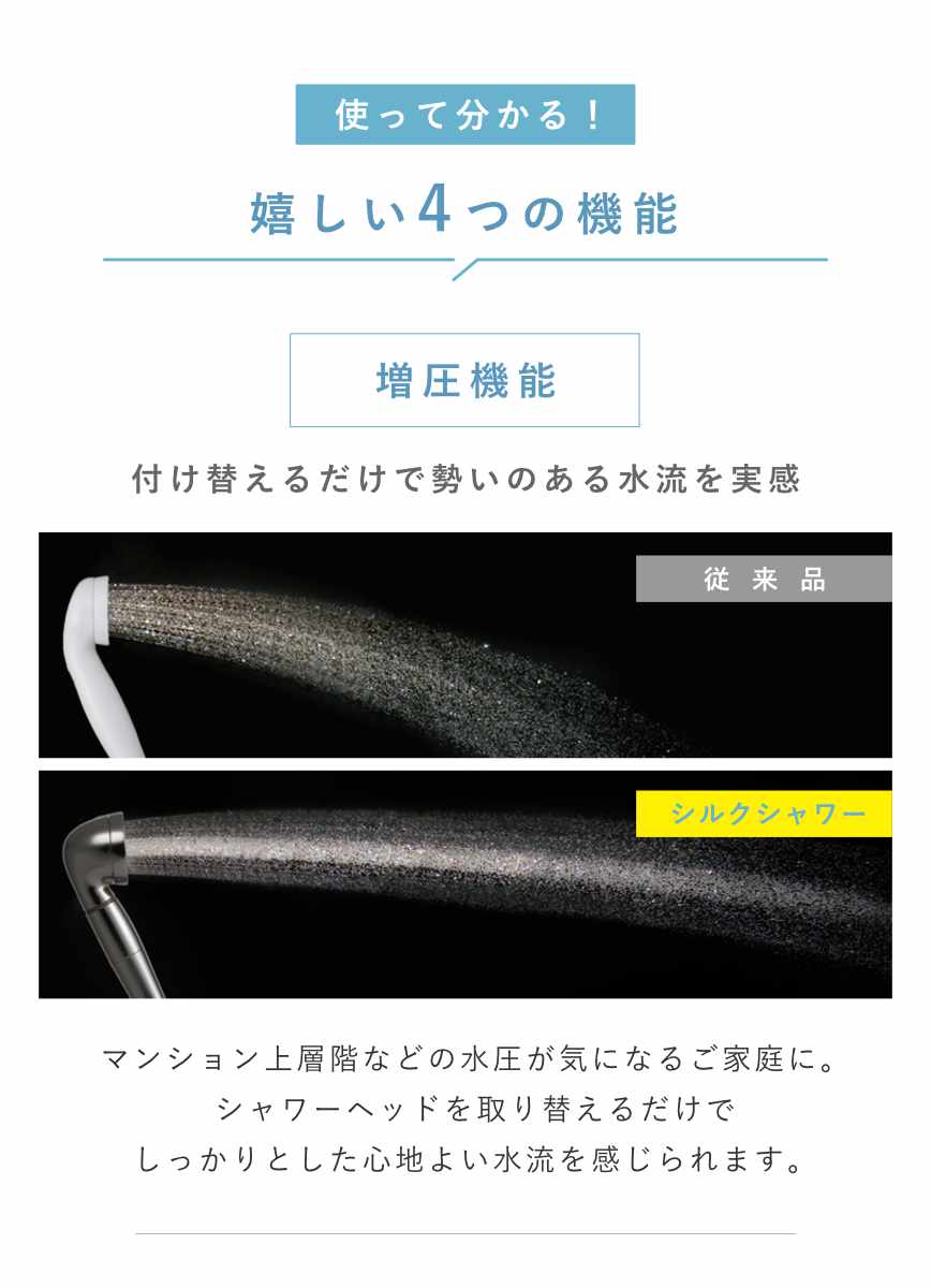 シャワーヘッド シルクシャワーシリーズ 02 スタイリッシュ ( シャワー ヘッド 節水 アラミック Arromic 日本製 付け替え 取り替え 交換 節水シャワーヘッド 節水シャワー シルクタッチ 水圧 強くする 増圧 節水効果 節約 )