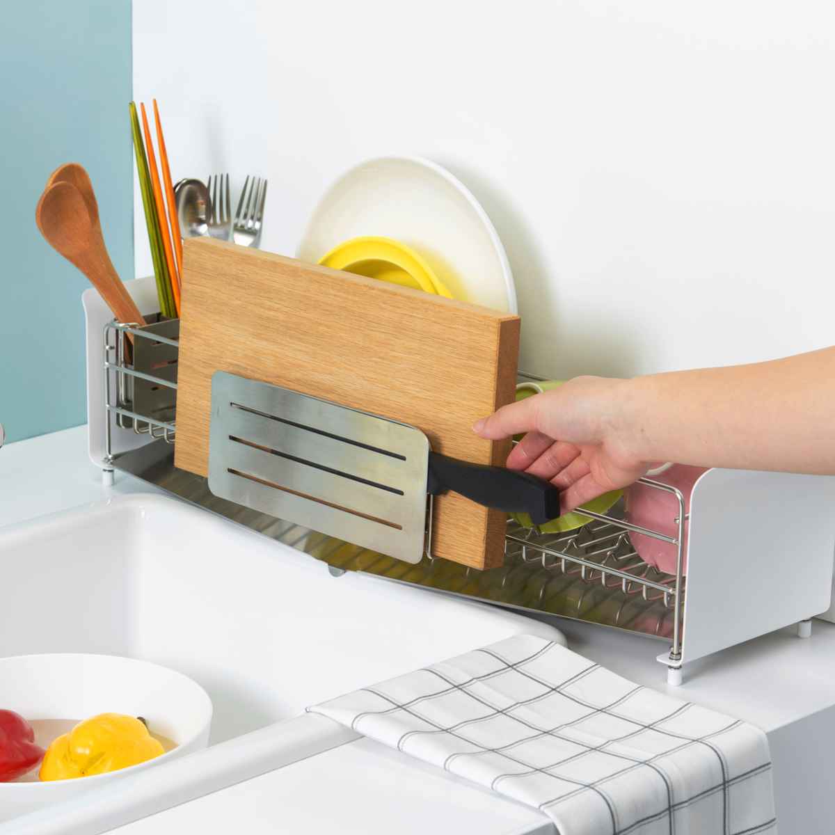 ビーワーススタイル UtaU 包丁&まな板スタンド ( 水切りラック シンク上 ステンレス まな板ラック まな板スタンド 包丁スタンド 包丁立て まな板立て まな板置き ナイフスタンド ウタウ )