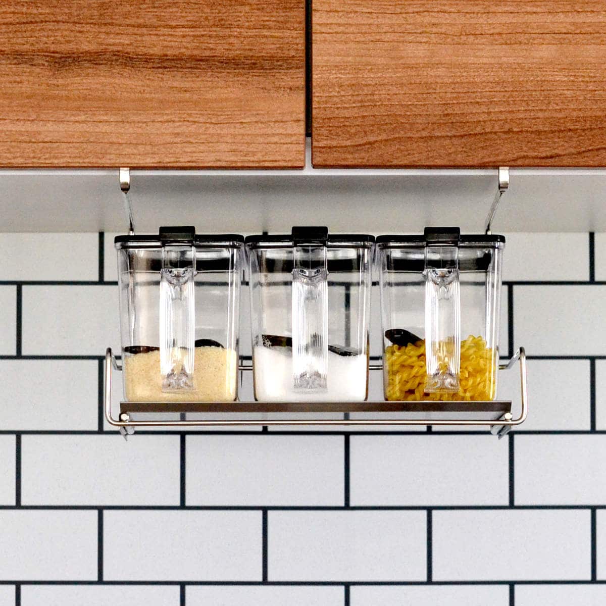 調味料ラック 吊り戸棚スパイスラック bws SELECTION ( 調味料ポット付き スプーン付き 日本製 ステンレス ビーワースセレクション 戸棚下収納 まな板ホルダー スパイスラック 吊り下げ収納 キッチンラック )