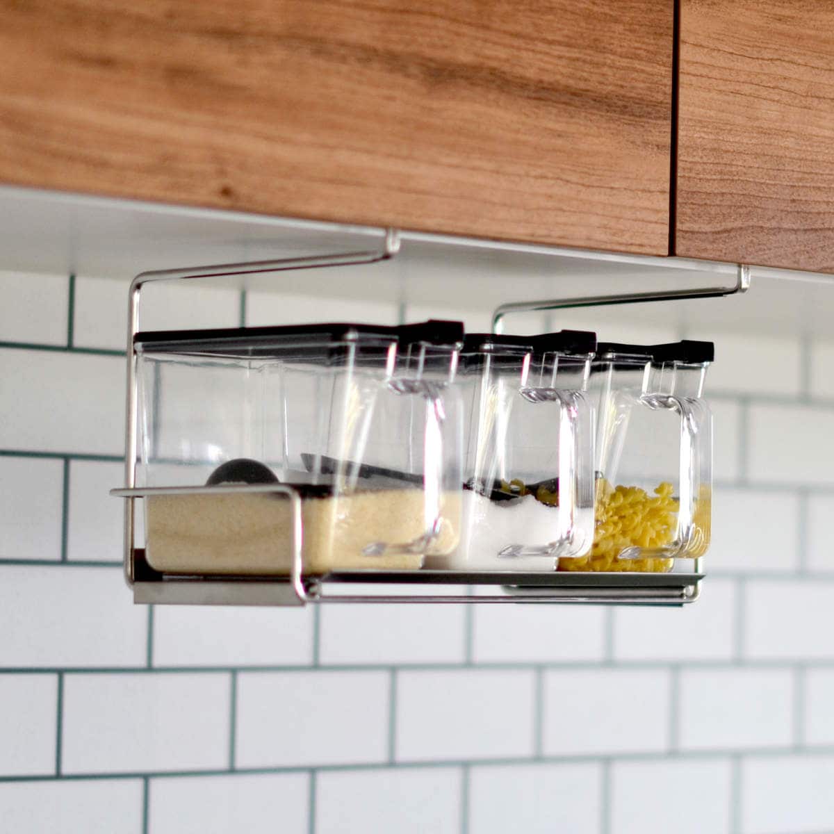 調味料ラック 吊り戸棚スパイスラック bws SELECTION ( 調味料ポット付き スプーン付き 日本製 ステンレス ビーワースセレクション 戸棚下収納 まな板ホルダー スパイスラック 吊り下げ収納 キッチンラック )