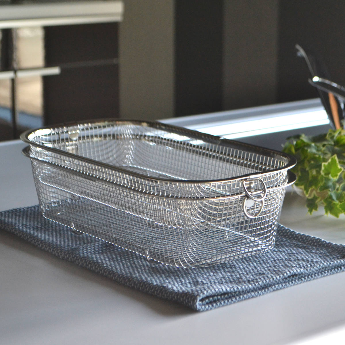 ビーワーススタイル すっきり暮らす水切りかご 浅深セット ( 水切りラック 日本製 ステンレス 水切りかご 水切りカゴ 水切り シンク上 燕三条 食洗機対応 水切りバスケット ざる ザル コンパクト 水切り籠 )